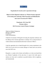 Welcome Address by OSCE Secretary General Thomas Greminger at the Inter-Regional Conference on ‘Whole-of-Society-Approach’ to P/CVERLT