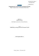 Report by the High Commissioner on National Minorities, Ambassador Lamberto Zannier