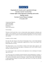 Opening Remarks by OSCE Secretary General Thomas Greminger