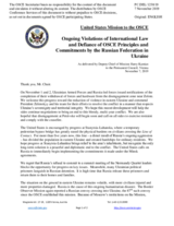 Statement by the Delegation of the United States of America on Russia’s ongoing aggression against Ukraine and illegal occupation of Crimea