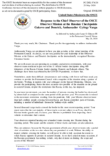 Statement by the Delegation of the United States of America  in response to the report by the Chief Observer of the OSCE Observer Mission at Two Russian Checkpoints on the Russian-Ukrainian Border, Ambassador György Varga