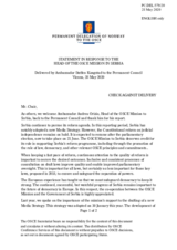 Statement by the Delegation of Norway in response to the report by the Head of the OSCE Mission to Serbia, Ambassador Andrea Orizio