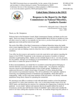 Statement by the Delegation of the United States of America in response to the report by the High Commissioner on National Minorities, Ambassador Lamberto Zannier