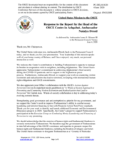 Statement by the Delegation of the United States of America in response to the report by the Head of the OSCE Centre in Ashgabat, Ambassador Natalya Drozd