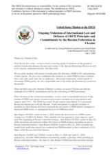 Statement by the Delegation of the United States of America on Russia’s ongoing aggression against Ukraine and illegal occupation of Crimea