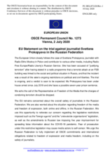 Statement by the German EU Presidency on the trial of journalist Ms. Svetlana Prokopyeva in the Russian Federation