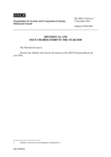 Decision Nr. 1, OSCE Chairmanship in the Year 2020 