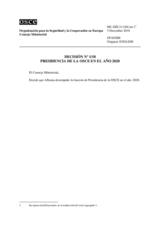 Decision Nr. 1, OSCE Chairmanship in the Year 2020 