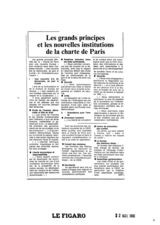 Le Figaro - Les grands principes et les nouvelles institutions de la Charte de Paris