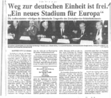 Die Welt - Weg zur deutschen Einheit ist frei. "Ein neues Stadium für Europa"