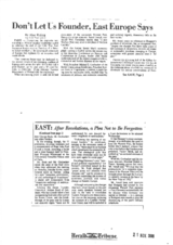 Herald International Tribune/New York Times Service - Don't Let Us Founder, East Europe Says 