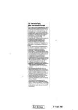 Les Echos - La charte de Paris pour une nouvelle Europe   