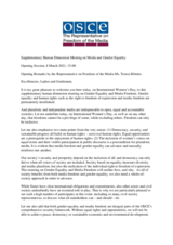 Opening remarks by the OSCE Representative on Freedom of the Media at the first 2021 OSCE Supplementary Human Dimension Meeting