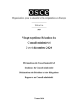 Final Document of the Twenty-Seventh Meeting of the Ministerial Council, Tirana, 3-4 December 2020