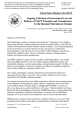 Statement by the Delegation of the United States of America on Russia’s ongoing aggression against Ukraine and illegal occupation of Crimea
