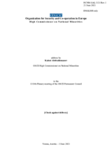 Report by the High Commissioner on National Minorities, Ambassador Kairat Abdrakhmanov