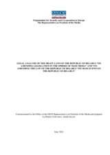Legal Analysis of the Draft Laws of the Republic of Belarus “On Amending Legislation in the Sphere of Mass Media” and “On Amending the Law of the Republic of Belarus “On Mass Events in the Republic of Belarus”