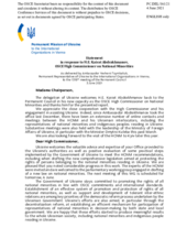 Statement by the Delegation of Ukraine in response to the report by the High Commissioner on National Minorities, Ambassador Kairat Abdrakhmanov