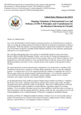 Statement by the Delegation of the United States of America on Russia’s ongoing aggression against Ukraine and illegal occupation of Crimea