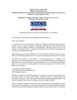 Speech by the OSCE Representative on Freedom of the Media on the occasion of the High-level panel discussion “Building resilience towards destructive information activities: freedom of expression as contributor to information security”