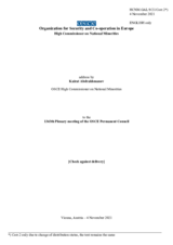 Report by the High Commissioner on National Minorities, Ambassador Kairat Abdrakhmanov