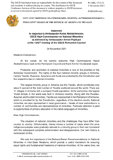 Statement by the Delegation of Armenia in response to the report by the High Commissioner on National Minorities, Ambassador Kairat Abdrakhmanov