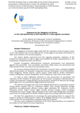 Statement by the Delegation of Ukraine on the International Day to End Impunity for Crimes against Journalists, observed on 2 November 2021