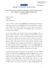 Report by the OSCE Special Representative and Co-ordinator for Combating Trafficking in Human Beings, Mr. Valiant Richey