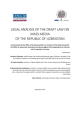 Legal Analysis of the Draft Law on Mass Media of the Republic of Uzbekistan