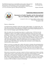 Statement by the Delegation of the United States of America on gender equality and the International Day for the Elimination of Violence against Women, observed on 25 November 2021