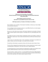 Speech by the OSCE Representative on Freedom of the Media, Teresa Ribeiro, for the 3rd Committee of the OSCE PA; General Committee on Democracy, Human Rights and Humanitarian Questions