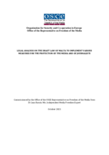 Legal analysis on the Draft Law of Malta to Implement Various Measures for the Protection of the Media and of Journalists, October 2021