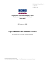 Report by the OSCE Representative on Freedom of the Media, Ms. Teresa Ribeiro
