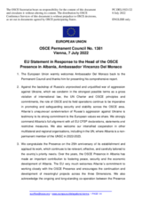 Statement by the Czech EU Presidency in response to the report by the Head of the OSCE Presence in Albania, Ambassador Vincenzo Del Monaco