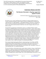 Statement by the Delegation of the United States of America on the Russian Federation’s ongoing aggression against Ukraine