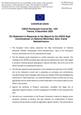Statement by the Czech EU Presidency in response to the report by the High Commissioner on National Minorities, Ambassador Kairat Abdrakhmanov