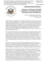 Statement by the Delegation of the United States of America in response to the report by the High Commissioner on National Minorities, Ambassador Kairat Abdrakhmanov