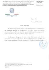 Response by the Delegation of Italy to the Questionnaire on the Code of Conduct on Politico-Military Aspects of Security