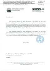 Response by the Delegation of North Macedonia to the Questionnaire on the Code of Conduct on Politico-Military Aspects of Security