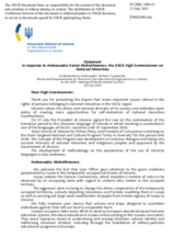 Statement by the Delegation of Ukraine in response to the report by the High Commissioner on National Minorities, Ambassador Kairat Abdrakhmanov