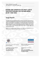 INTERIM JOINT OPINION ON THE DRAFT LAW OF THE KYRGYZ REPUBLIC ON THE MASS MEDIA