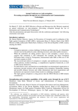 Conclusions from the Annual Conference on Anti-corruption: Preventing corruption through the use of Information and Communication Technologies