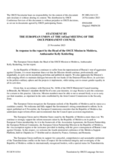 Statement by the Spanish EU Presidency in response to the report by the Head of the OSCE Mission to Moldova, Ambassador Kelly Keiderling