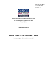 Report by the OSCE Representative on Freedom of the Media, Ms. Teresa Ribeiro