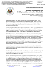 Statement by the Delegation of the United States of America in response to the report by the OSCE Representative on Freedom of the Media, Ms. Teresa Ribeiro