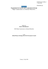 Report by the High Commissioner on National Minorities, Ambassador Kairat Abdrakhmanov