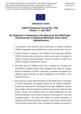Statement by the Hungarian EU Presidency in response to the report by the High Commissioner on National Minorities, Ambassador Kairat Abdrakhmanov