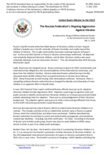 Statement by the Delegation of the United States of America on the Russian Federation’s ongoing aggression against Ukraine