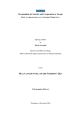 Opening Address by Marek Szczygieł, Director and Officer-in-Charge, office of the OSCE High Commissioner on National Minorities