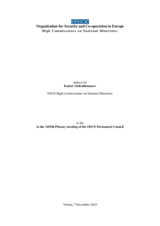 Report by the High Commissioner on National Minorities, Ambassador Kairat Abdrakhmanov
